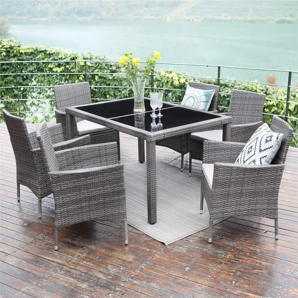 Bistro Set Sectional Patio Conversation Sofa Garden Table Set Outdoor Aluminium Rattan Sofa Set Wicker Rattan FurnitureHB21.9207