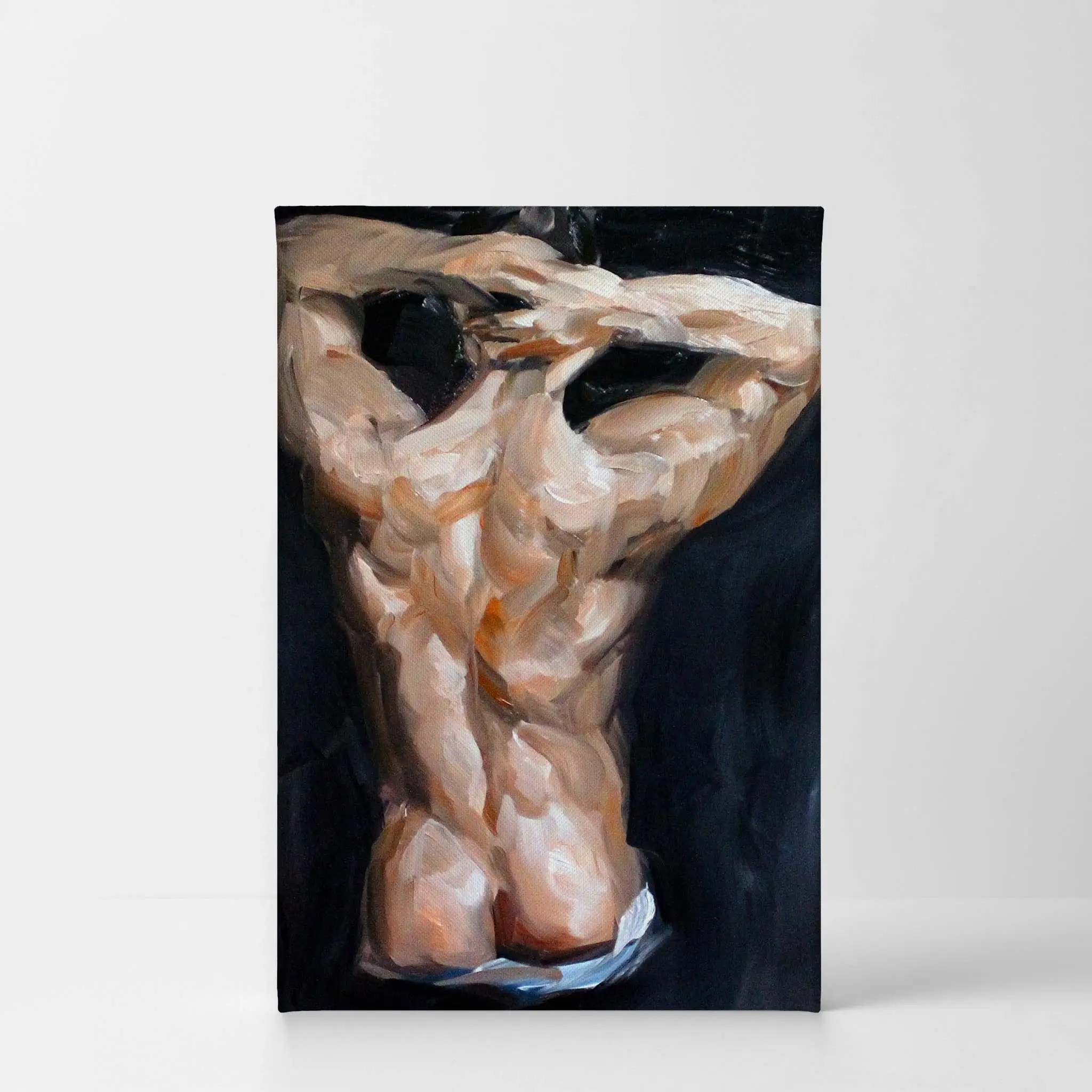 Realistic Muscular Man with Sexy Butt Portrait Oil LGBT Painting Poster Half Nude Gay Art For Living Room Decor Bedroom Wall Art