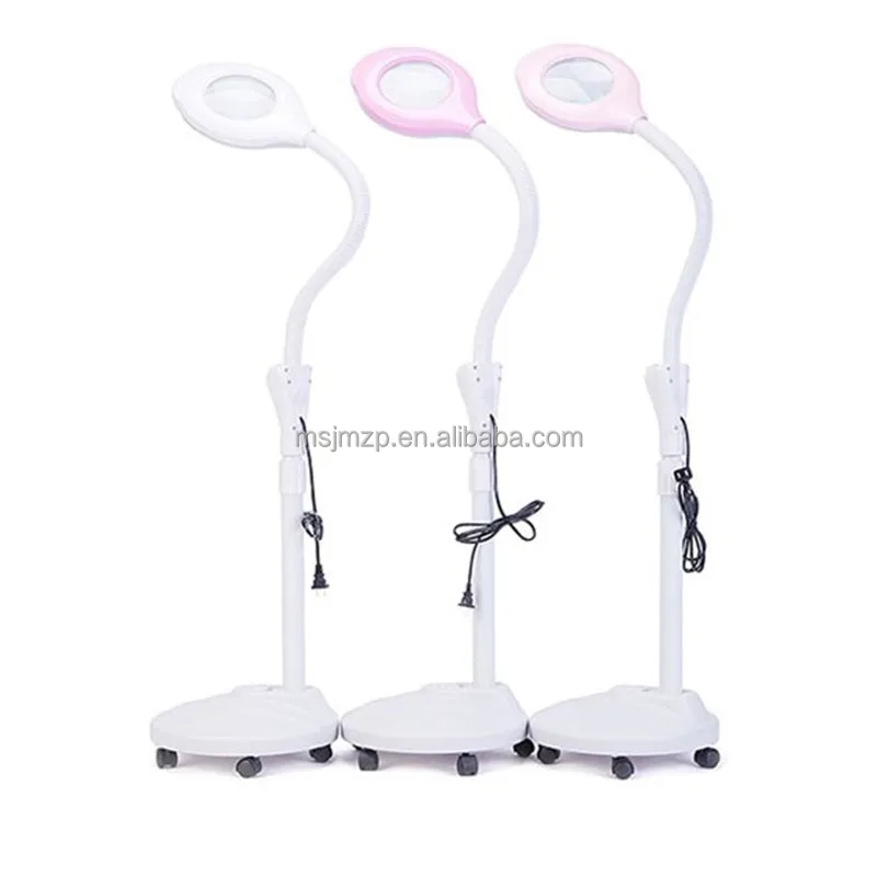 Floor mounted LED eyebrow beauty lamp with wheels 16x magnifying glass beauty tattoo lamp