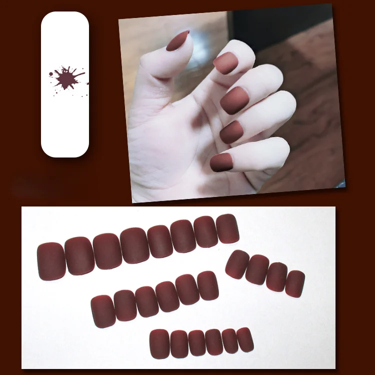 Wholesale Cheap Price  Round Head Almond Fake Nail Tips Full Cover Short Artificial Nails Press On Nails