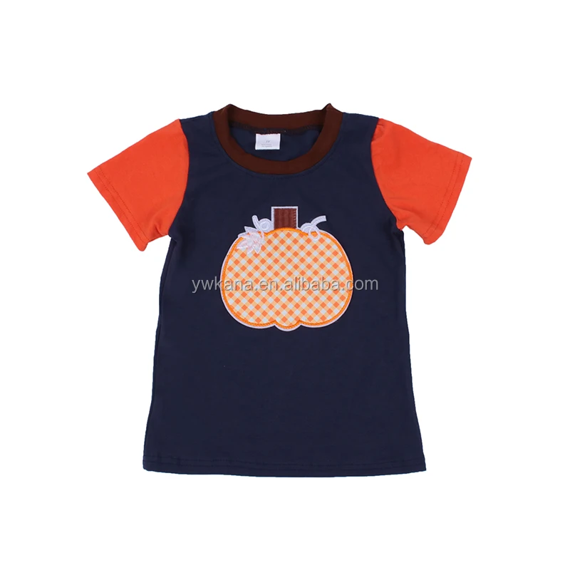 
Wholesale boys halloween shirt pumpkin Truck Embroidery short sleeve boys t shirt clothing 