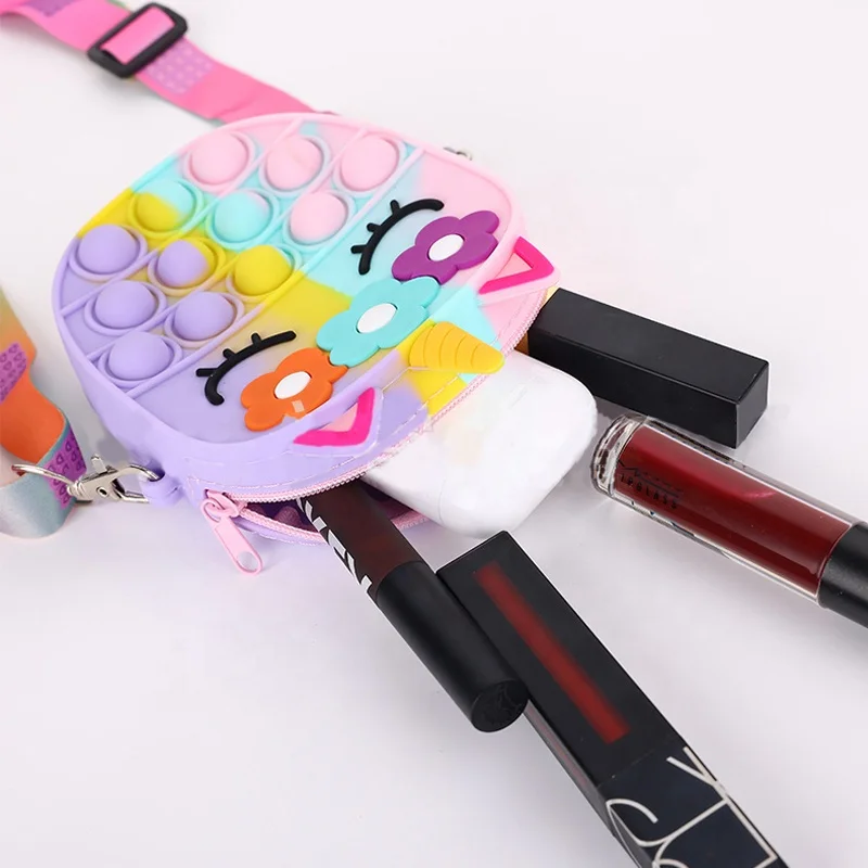 Mini Unicorn Push Pop bag Popper Bubbles Popping bag Toy Push Bubble Sensory Stress Relief Poppet Purse