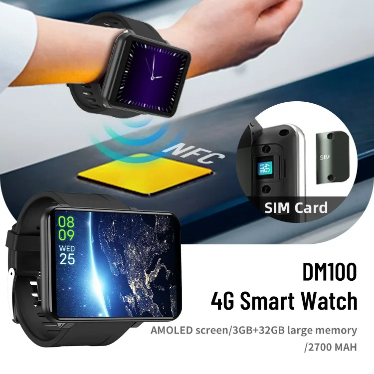 2023 hot selling smart watch SDK light custom OEM ODM projects  DM100 smartwatch with camera oled 4g smartwatch phone Android