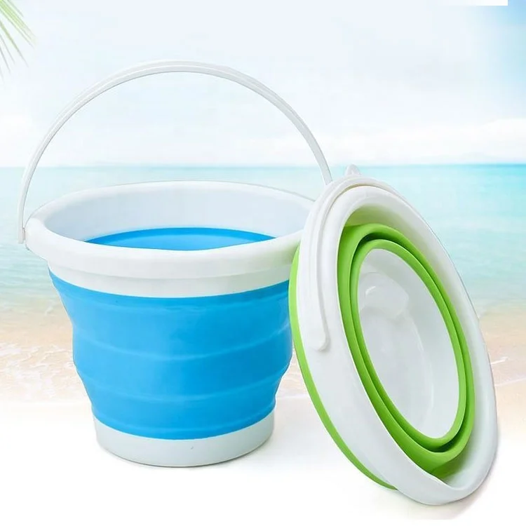 Travel Portable Outdoor Collapsible Cleaning Water Bucket Retractable Washing Folding Silicone Bucket With Handle
