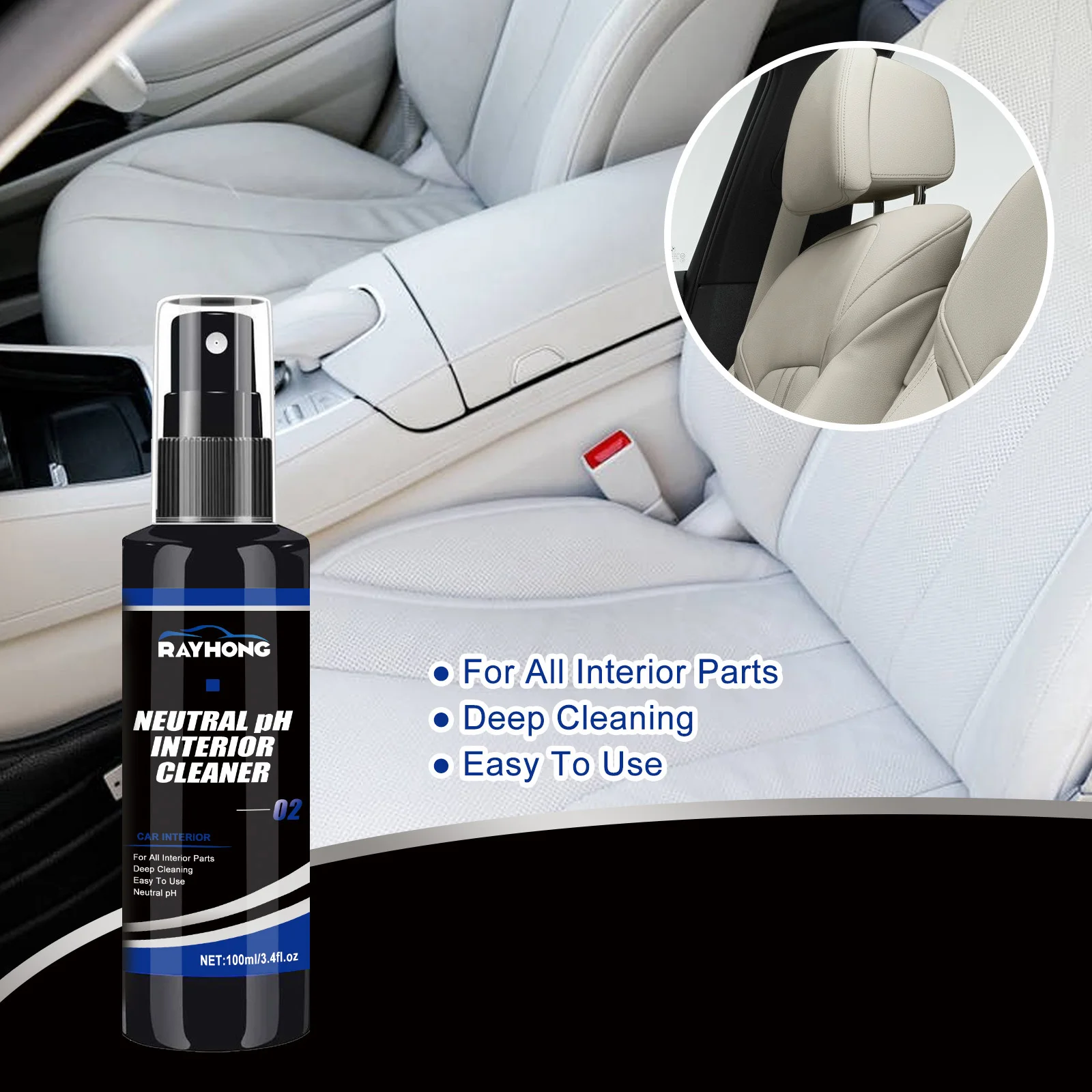 Rayhong Car Seat Clean Agent Multipurpose Interior Leather Cleaner Liquid Effective Leather Sofa Cleaner Spray