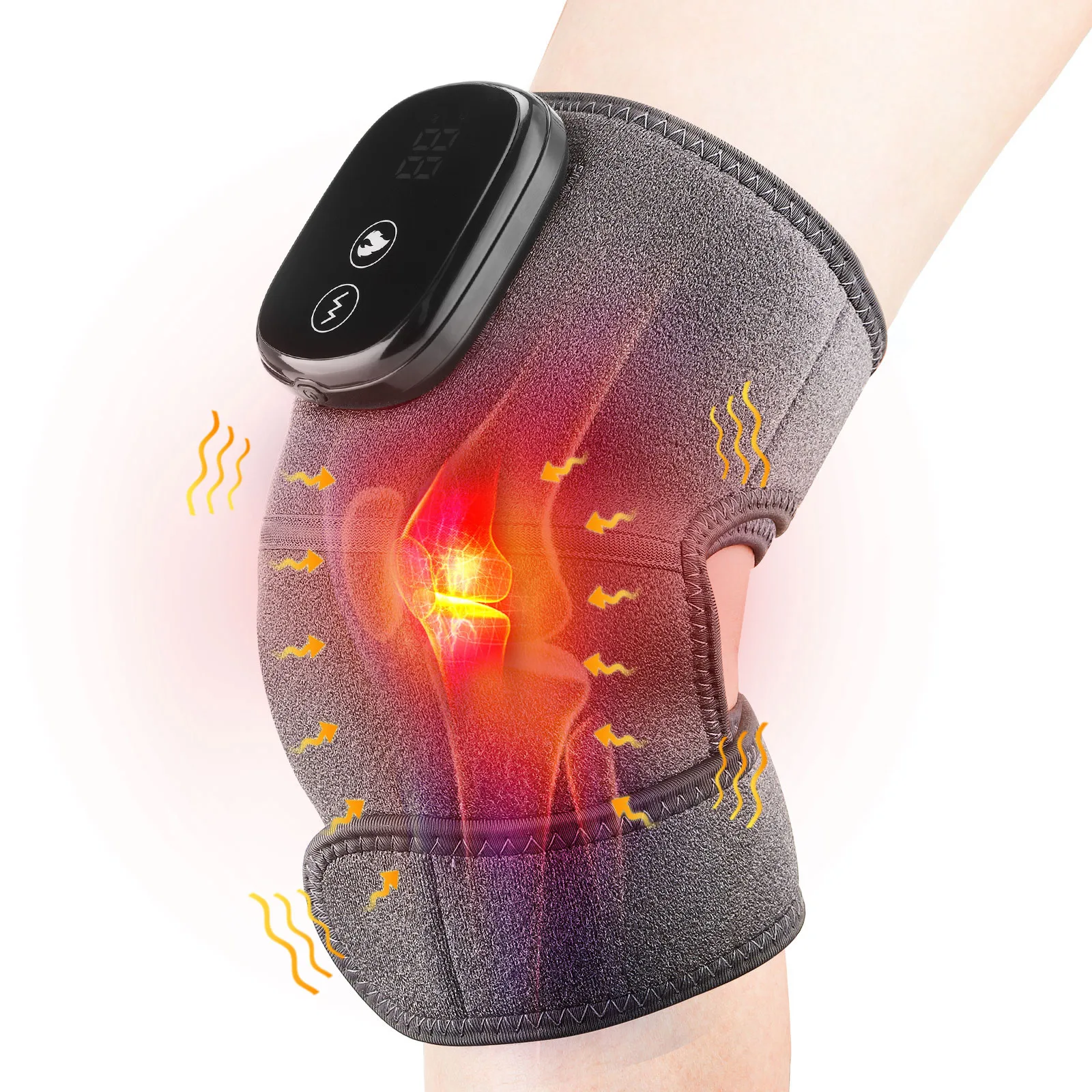 Electric Heated Knee Massager Shoulder Brace 3-In-1 Heated Knee Elbow Shoulder Brace Wrap Vibration Knee Heating Pad