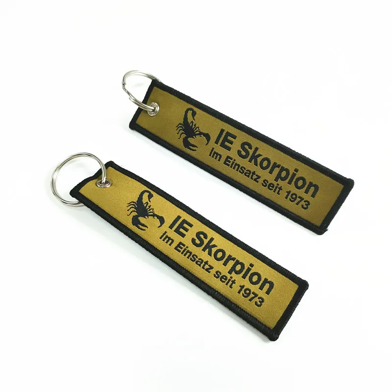 Factory Woven Label Embroidery Key Ring Customizable Woven Keychain Double Sided Woven Key Chain Customized Keychain Logo