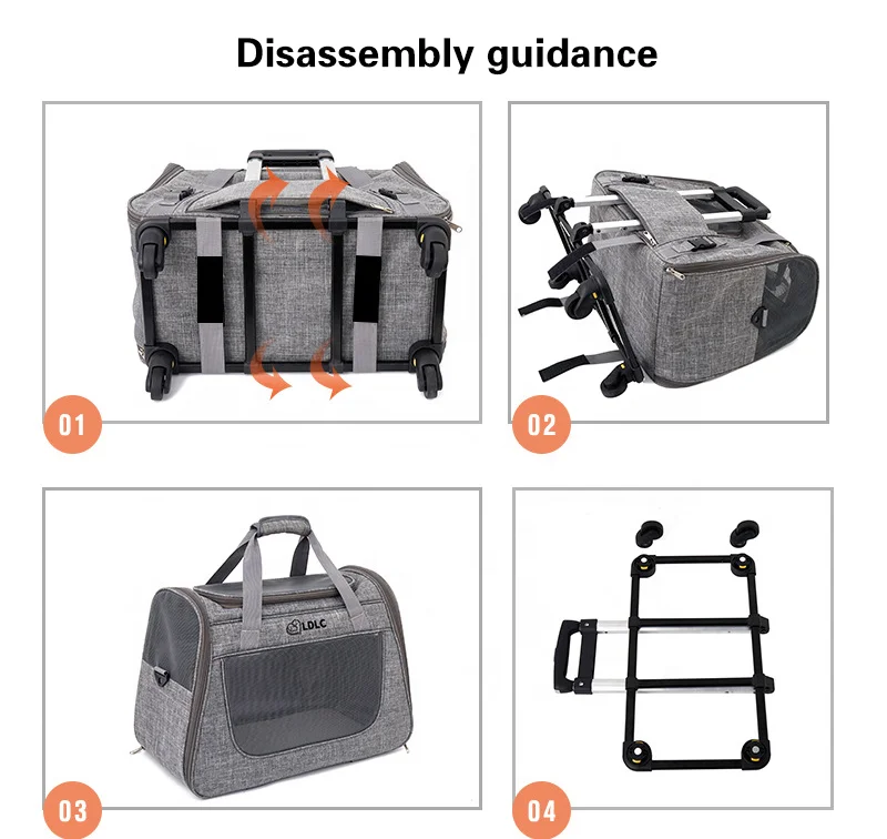 2024 New Base Pulley Manual Trolley Outdoor Convenient Carry Pet Carrier Bag Wholesale