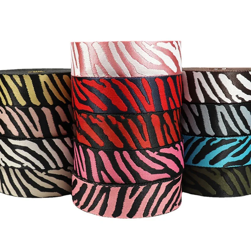 5cm Wide Zebra Stripe Printing Guitar Strap Belts Ribbon Jacquard Bag Purse Strap  Polyester Nylon Webbing