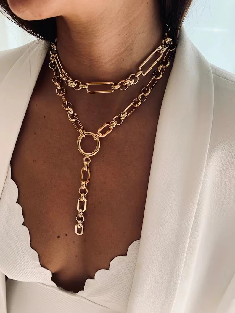 2023 Trendy Jewelry Factory Customization Hot Sale INS Gold Plated Letter Chain Choker Necklace for Lady