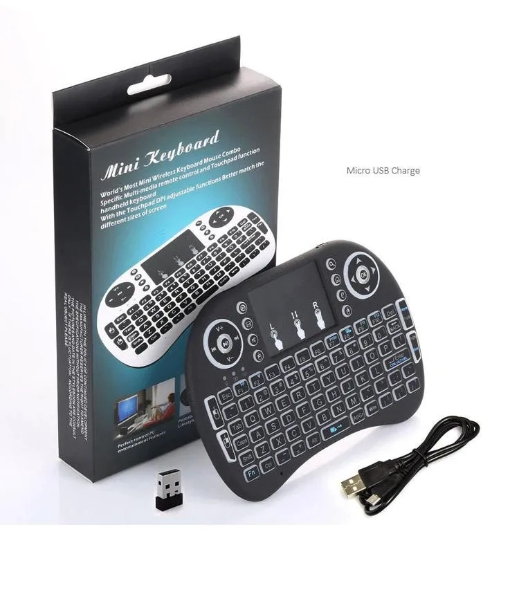 Shenzhen IMO 2.4G Wireless Keyboard I8 Air Mouse Remote For Android TV Box TV Stick 3 colors acklit full stock best price