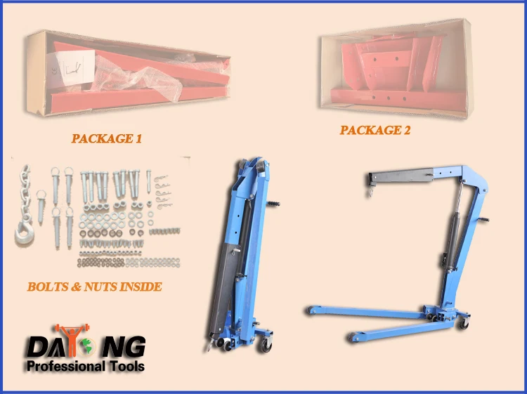 1 Ton Folding Shop Crane Hydraulic Car Engine Crane Lifting Machine