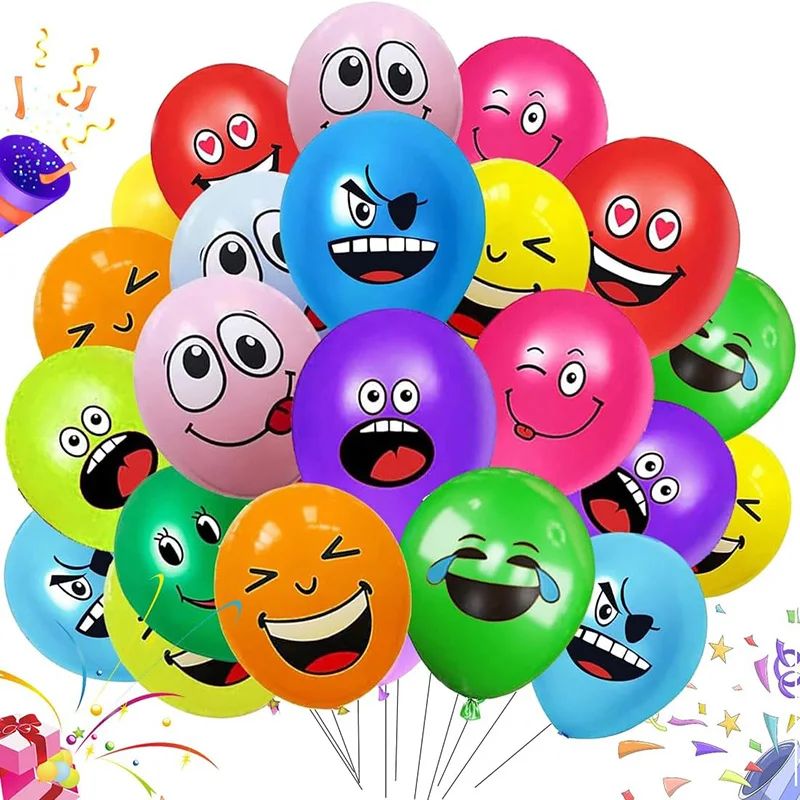 wholesale 12inch Smiley Face  Latex balloons pack of 100 birthday party cute colorful smiley face latex balloon printing