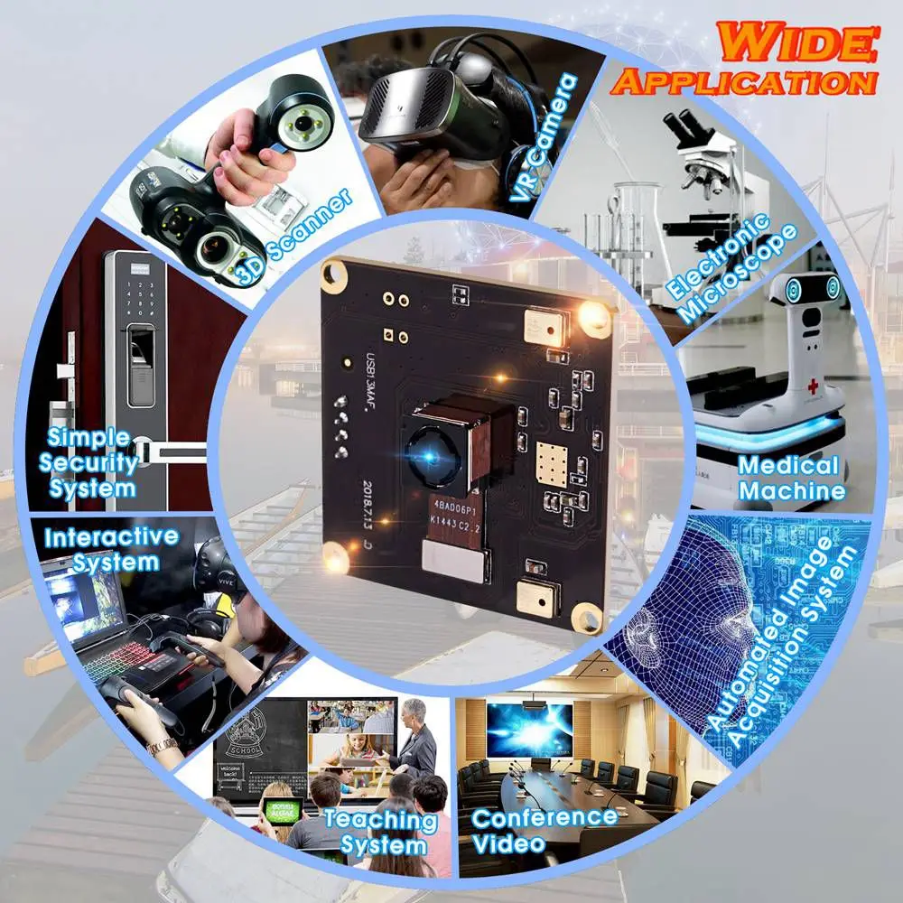 ELP High Definition 13MP No Distortion CMOS IMX214 USB2.0 Mini HD Color Webcam Auto Focus USB Camera Module With Microphone