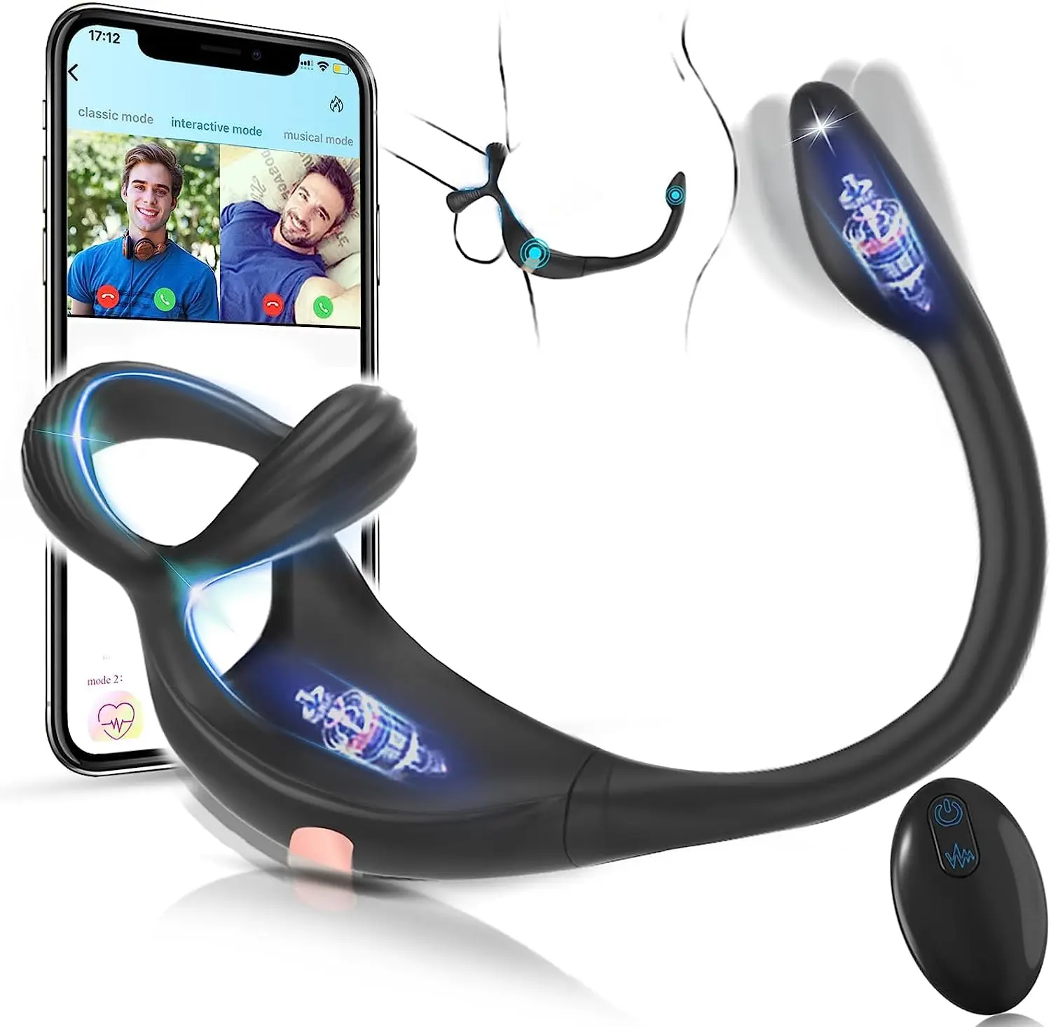 Amazon Hot Sale Remote Control Silicone Model Vibrating Cock Ring with Mini Bullet Prostate Anal Plug and Sex Toy for Men
