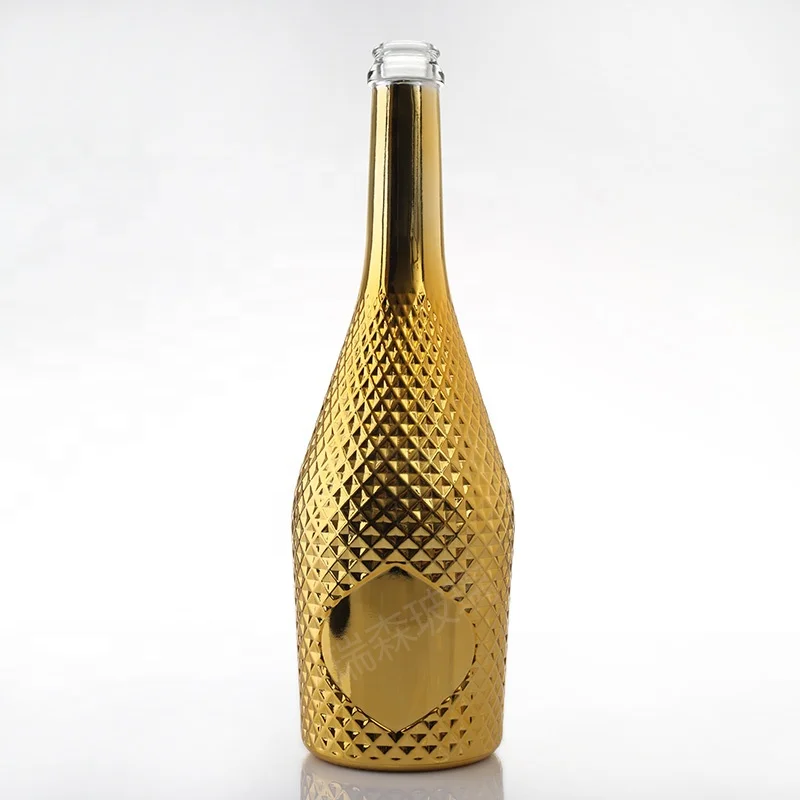 Wholesale Good Quality Liquor Bottle Golden Electroplate Champagne Fancy 750ml Ciroc Bottles