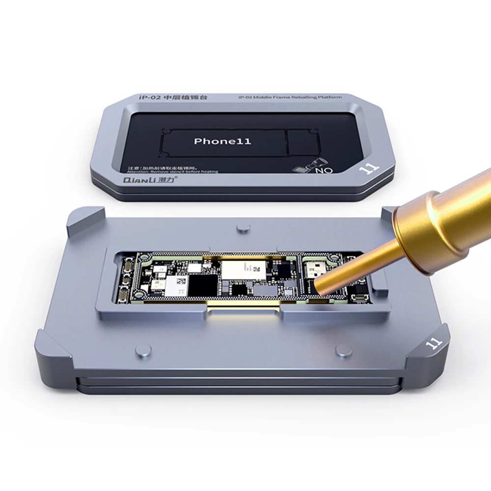 
QIANLI ip-02 BGA Metal Reballing Stencil Platform for iPhone 11/11PRO/11PRO MAX Middle Frame Motherboard Soldering 