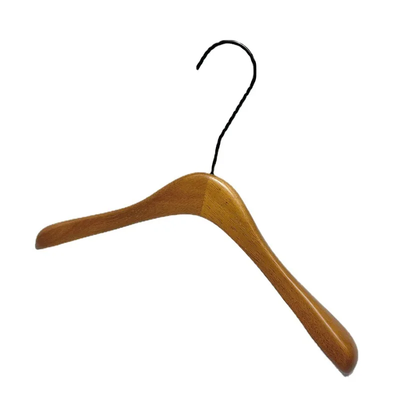 Free Custom Logo Luxury Cloth Hanger Wood Clip Hanger Skirt Trouser Boutique Wooden Walnut Clothes Hanger with Clip