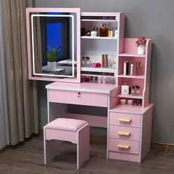 High Quality Modern European Drawers Storage Bedroom Furniture Nordic White Vanity Makeup Dressing Table With Mirror And Stool