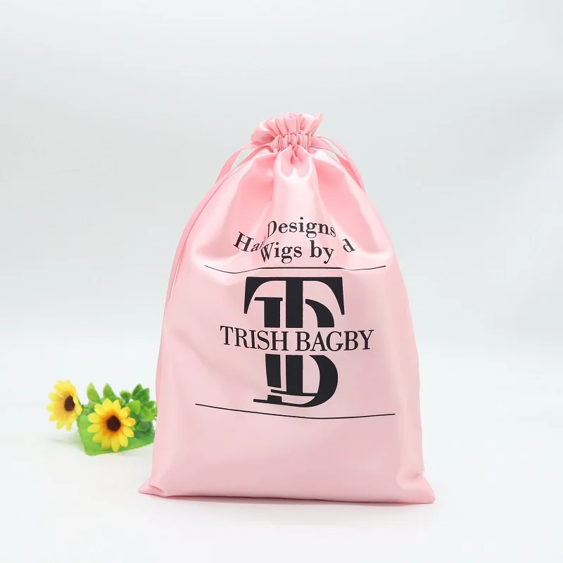 Clear Custom Branded Silk Satin Wig Travel Bundle Bags With Logo Hair Extensions Shopping Packing Bag