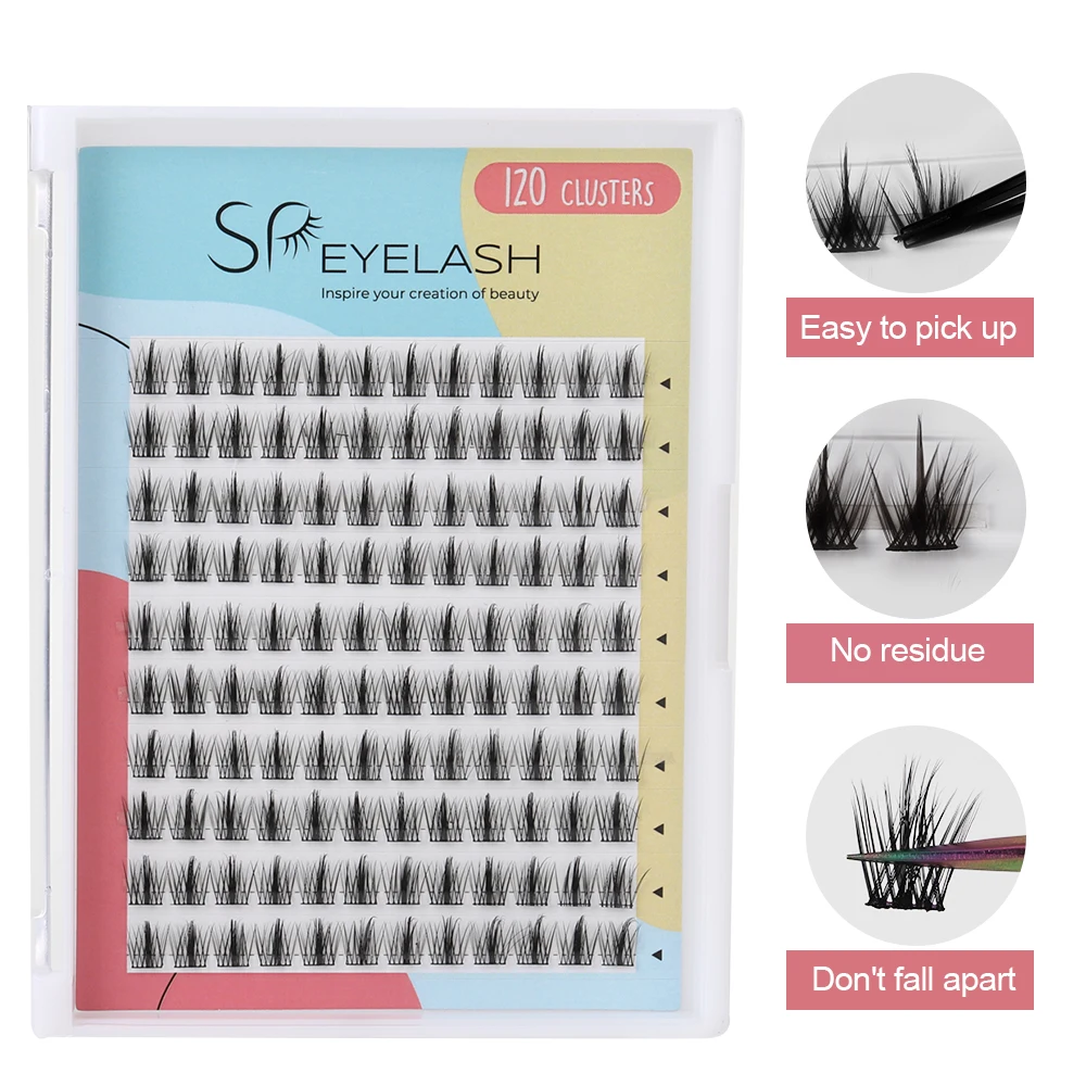 SP EYELASH Wholesale Customizable Diy Cluster Lashes Private Label C D Curl Segment Pre-Cut DIY Lash Clusters Kits