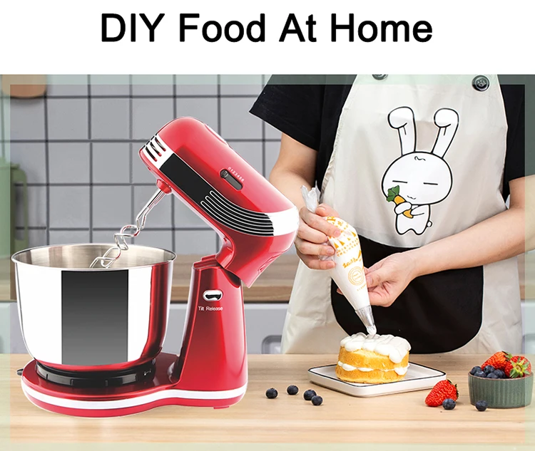 Household Stand Mixer Machine OEM with Rotating Bowl XJ-13406 Dough Sheeter Electric Plastic Stainless Steel Home White 250W 250