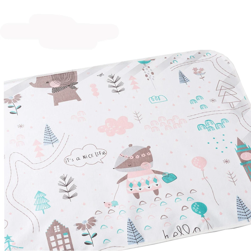 50*70cm High Quality Reusable Organic Cotton Changing Pad Baby Infant Toddler Waterproof Urine Pad Portable Outdoor Stroller Mat