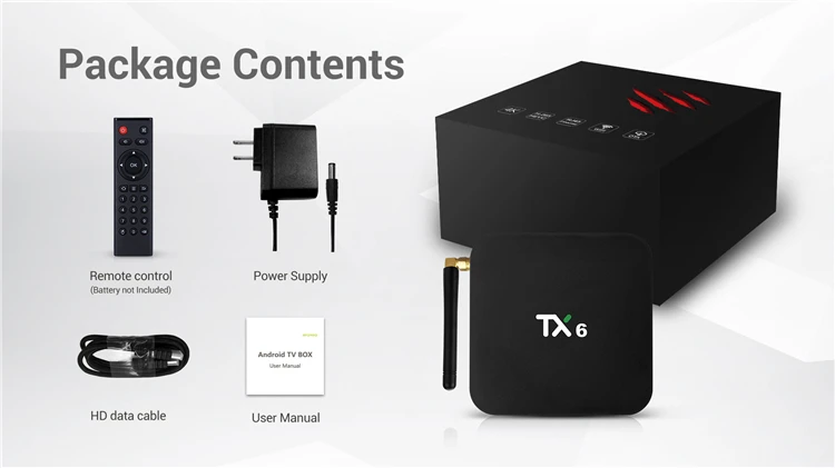 ТВ-приставка Android 9 0 TX6 TV Box 4 ГБ DDR3 32 Гб EMMC Dual WiFi 2 4G + 5G 3D 4K Ultra HD H.265