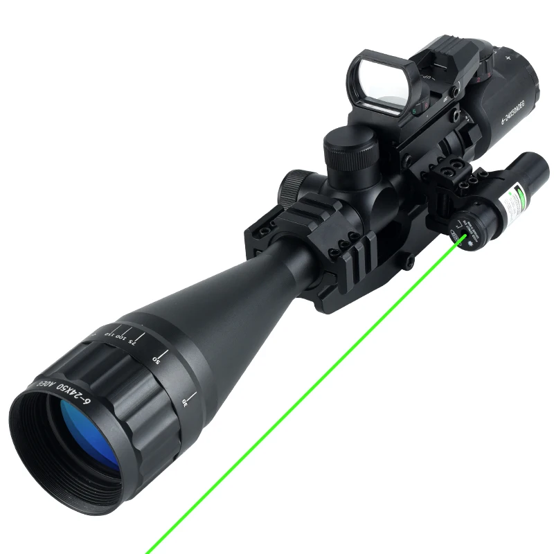 SYQT High Quality Hunting Scope 6-24X50 Optics Red Green Illuminated Sight Scope Set