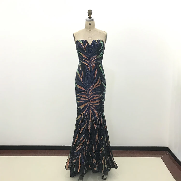 Glitter Sweetheart Iridescent Sequin Patterned Trumpet Dress Mermaid Luxury Prom Dresses With Concealed Zipper Back