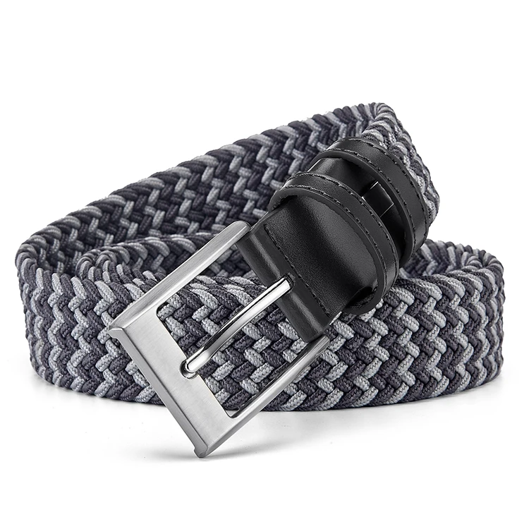 Custom wholesale Women Casual Web Weave Belt Fashion Stretch Fabric Belt Woven Braided Elastic Belt For Men