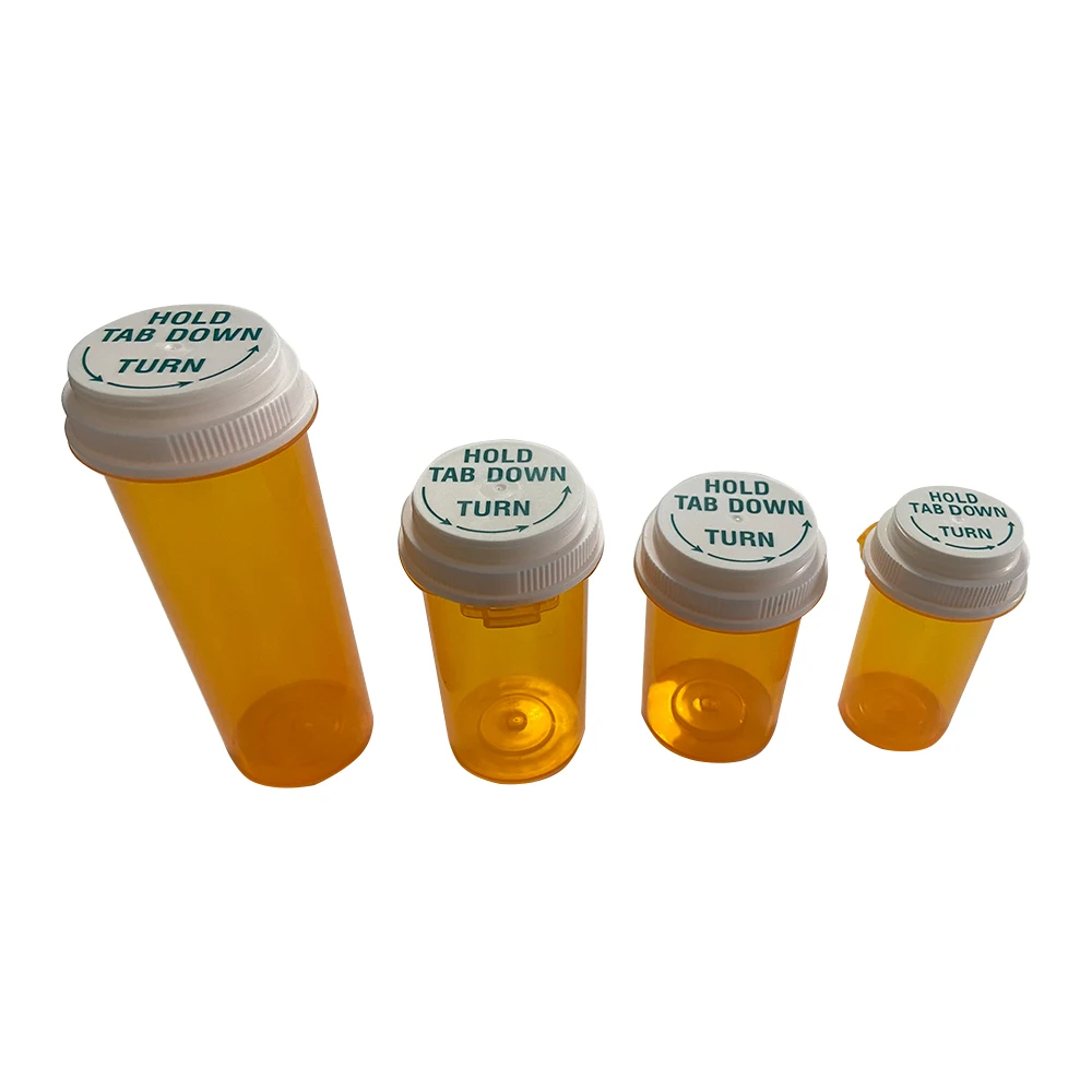 Child Resistant 6 to 120 Dram Plastic Prescription Rx Reversible Screw Cap Vials Pill Bottles Plastic Bottles