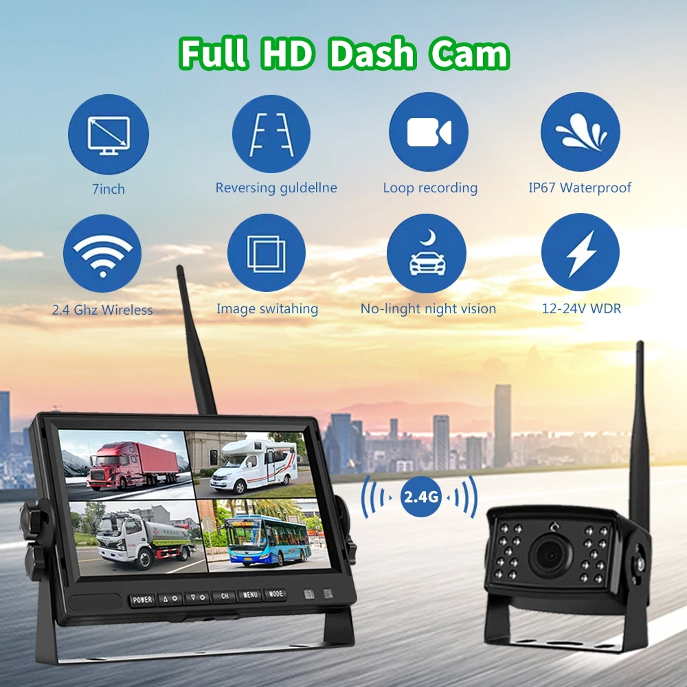 High Quality 2.4ghz Rear View Camera System Digital Wireless Security Camera Dvr Monitor Video Recorder for Truck Forklift