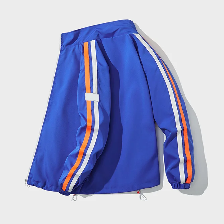 Spring Windbreaker Fashion Patchwork Stripe Winter New Men Full Zip Long Sleeve Baseball Jacket