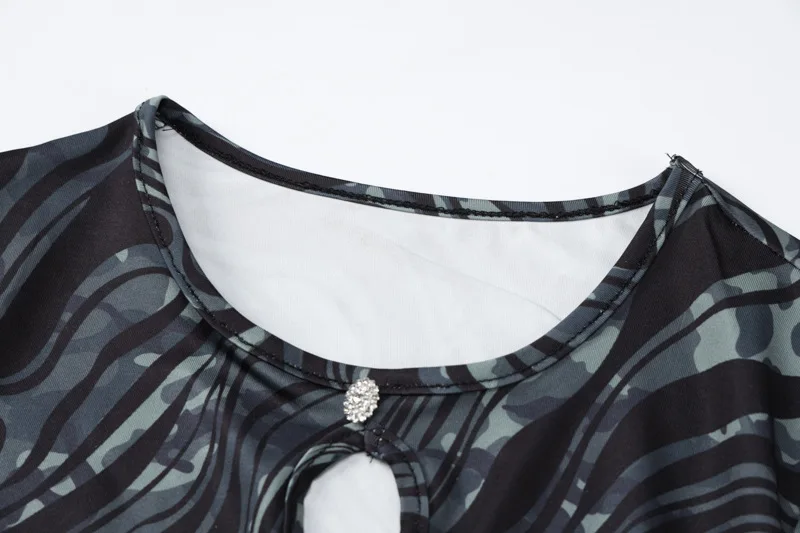 2023 Spring New Style Printed 3D Color Women Long Sleeve Sexy Mini Dress Bodycon Hollow Out