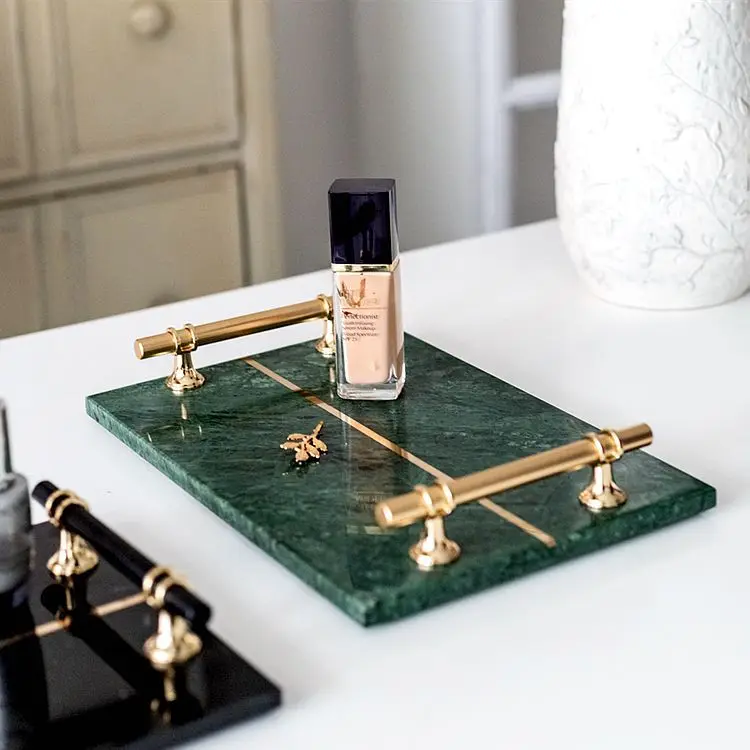 100% handmade rectangle marble jewelry/cake display serving tray for home decor and hotel