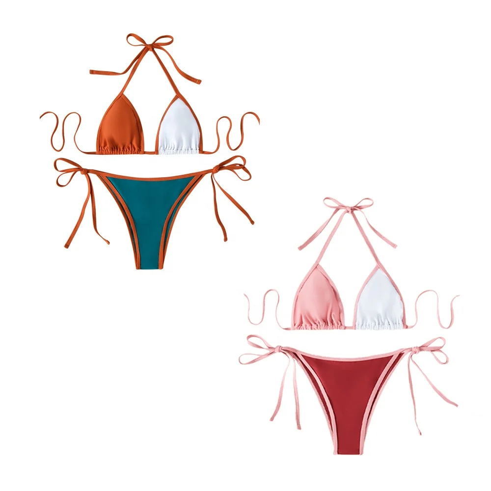 custom fitness two piece halter string triangle women bikini