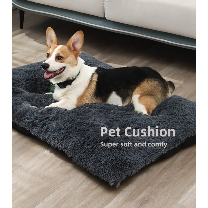 wholesale long flush winter warm cat dog pet warm cushion dog mat bed with not slip bottom