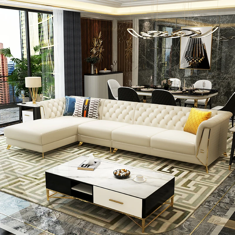 Living Room Furniture New Model European Style Solid Wood Frame Sectional Reclining Sofa