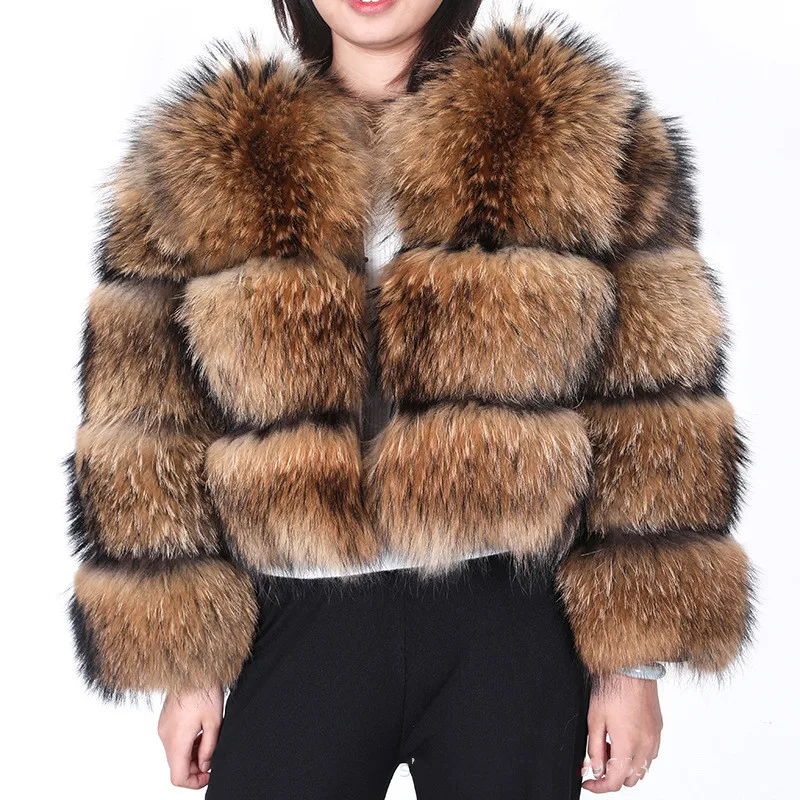 wholesale winter clothes Faux fur racoon fox fur coats women raccoon fur jacket