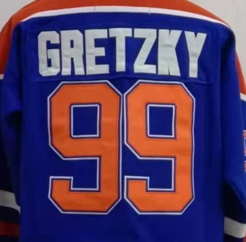 Ready to Ship Edmonton Wayne Gretzky Blue Best Quality Stitched Vintage Hockey Jersey