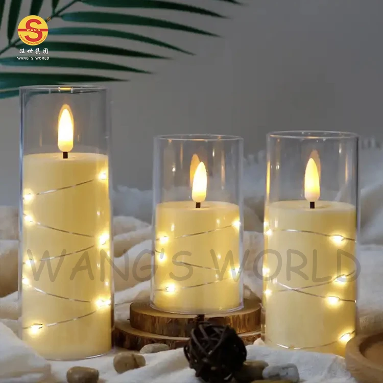 Factory wholesale size 3pcs set customize model led candle daily decoration wedding decor led candles with remote control