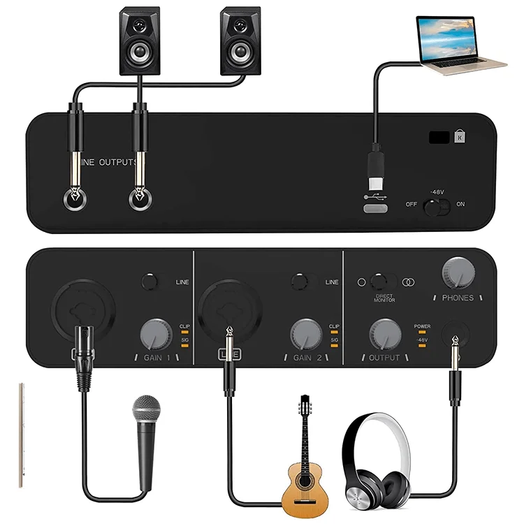 2i2 twin xlr гитарный разъем цифровой миксер pcb звуковая карта Запись DNG uac 3 0 usb аудио интерфейс
