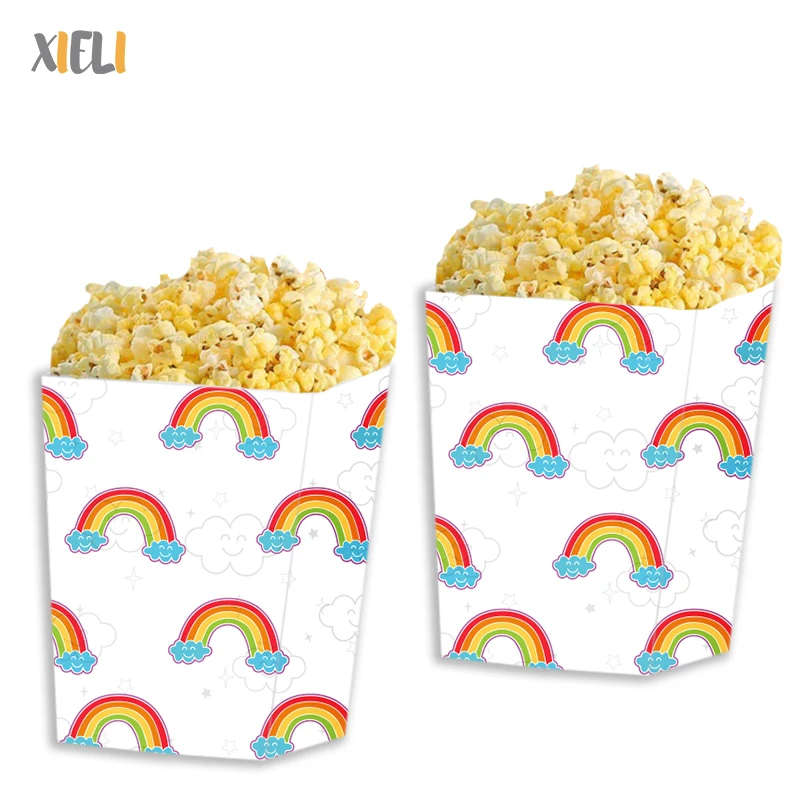 Xieli Happy Birthday Decoration Rainbow Custom Popcorn Bucket