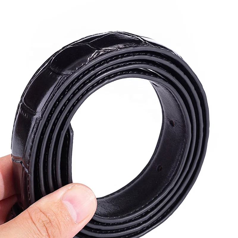 Ladies Luxury High Top Quality Belts without Plain Buckle Crocodile Grain Genuine Leather Belt Strap