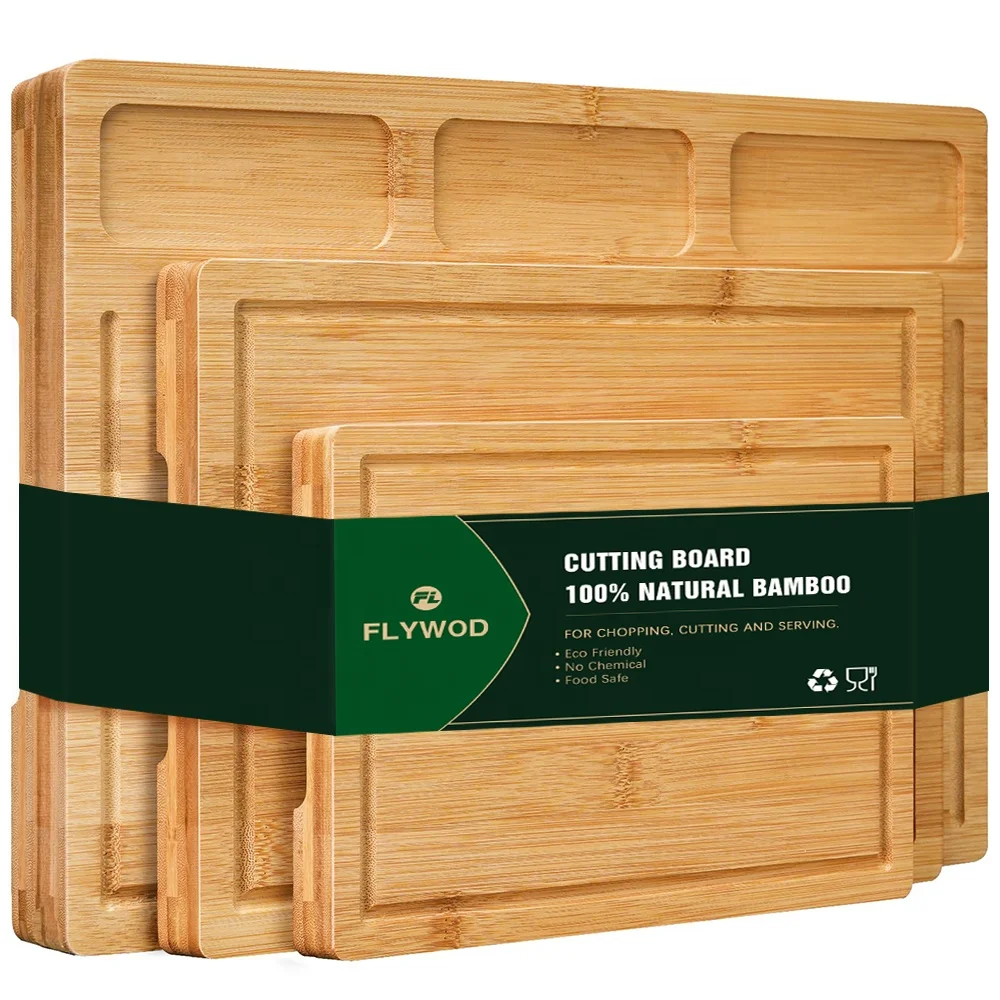 FLYWOD kitchen tools bamboo serving tray chopping block bamboo chopping board set bamboo cutting board