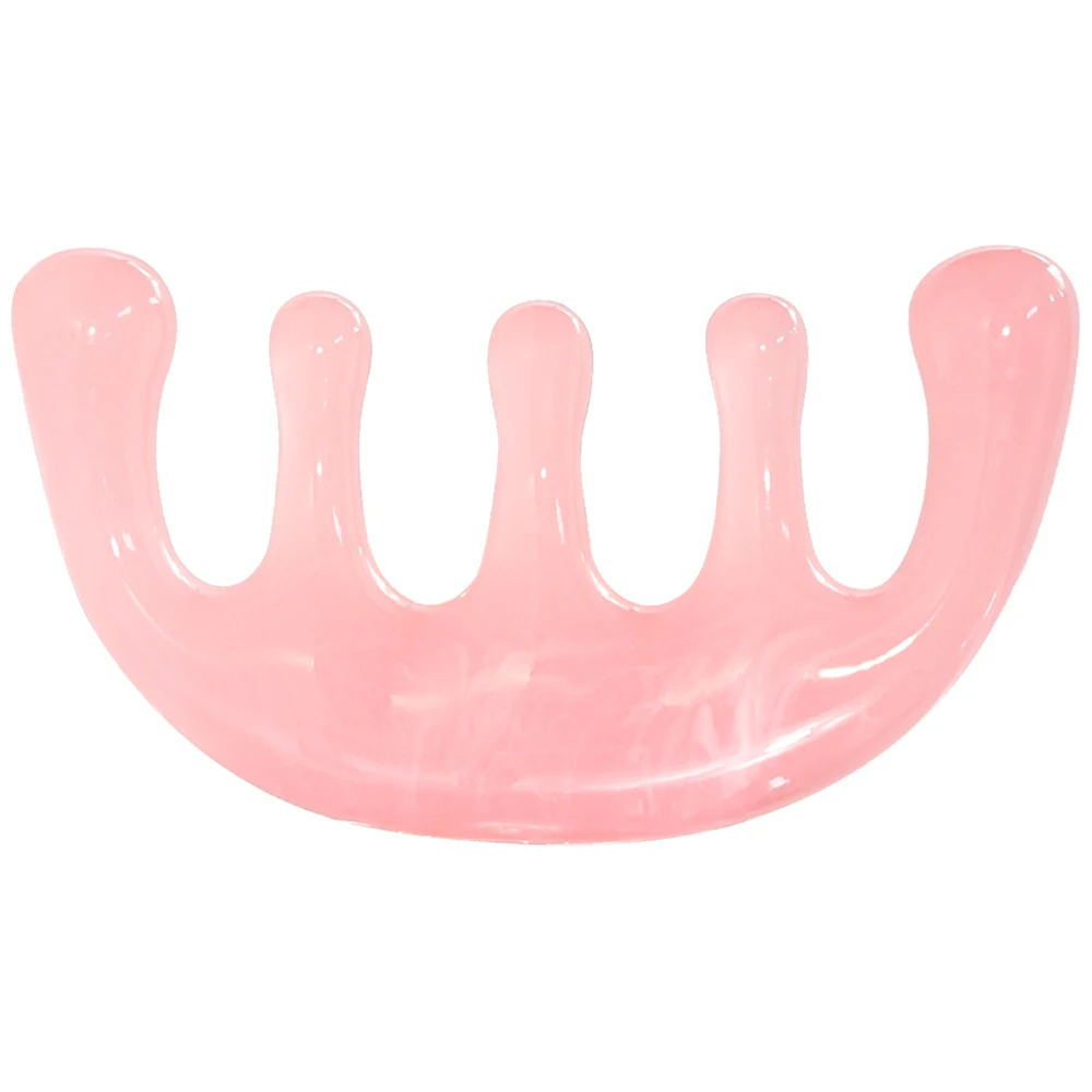 Custom pink Five-finger Resin Hair Meridian gua sha Combs Environmental friendly Wide Tooth Hair Head Scalp Massage Comb
