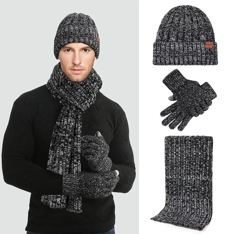 Hot Selling European And American Style Winter Hat Scarf Set Fashionable And Warm Knitted Gloves