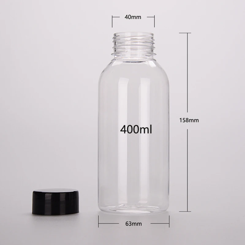 NEW 13oz 400ml PET Plastic Packaging Beauty Transparent Beverage Milk Coffee Juice Empty Bottle With Cap