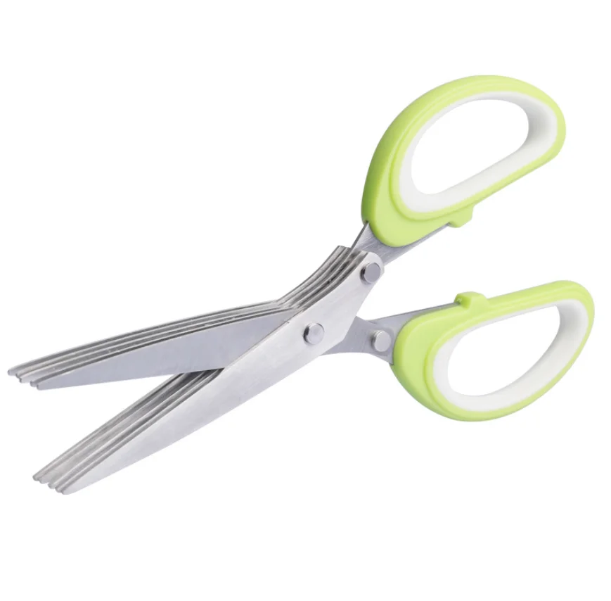 Multi-Layers KItchen Scissors Scallion Cutter Herb Laver Spices Cook Tool Cut Multifunctional 5 Layers Stainless Steel Knives